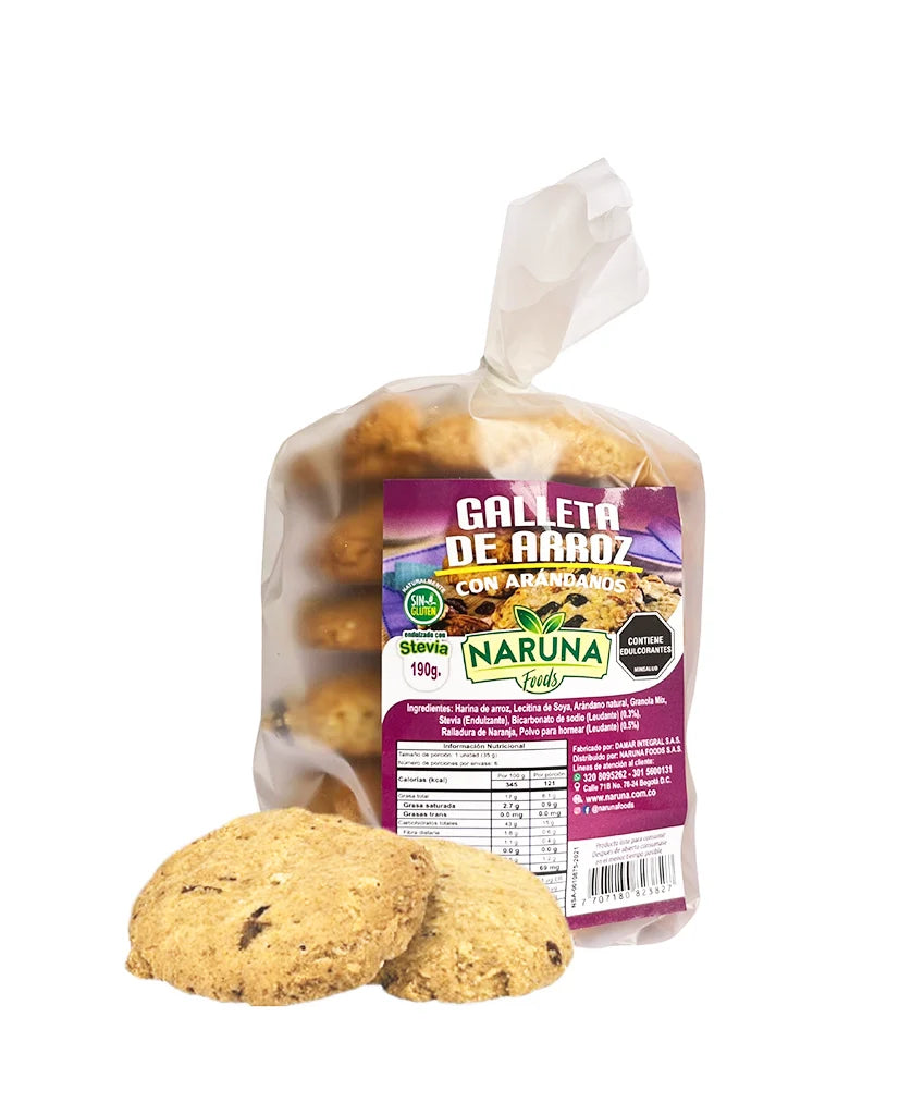 Galletas de arroz con arándanos 6 unds Sin Gluten