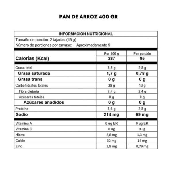 Pan De Arroz x400gr De Alimentos Para La Vida