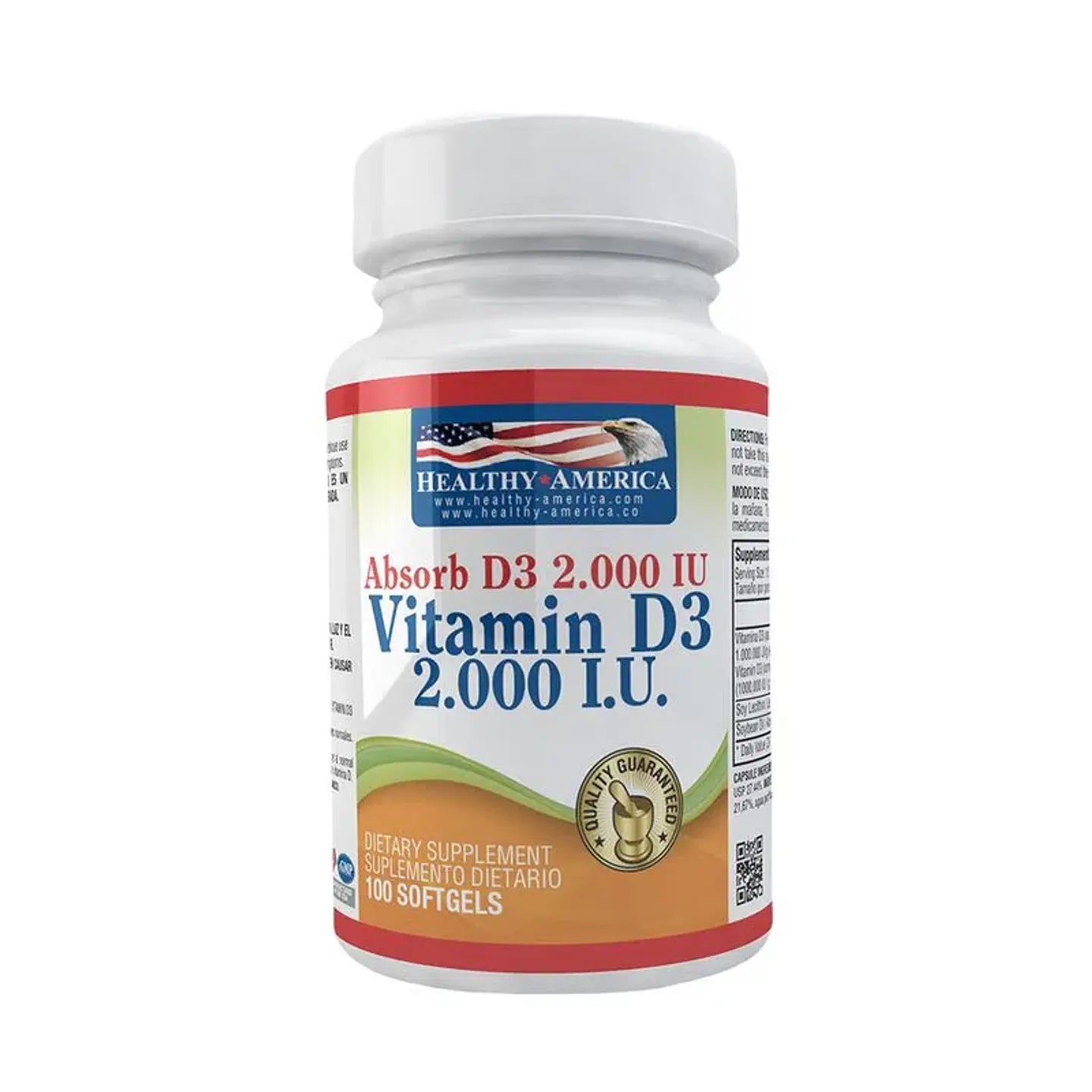 Vitamina D3 2000Iu 100Softgels Healthy America