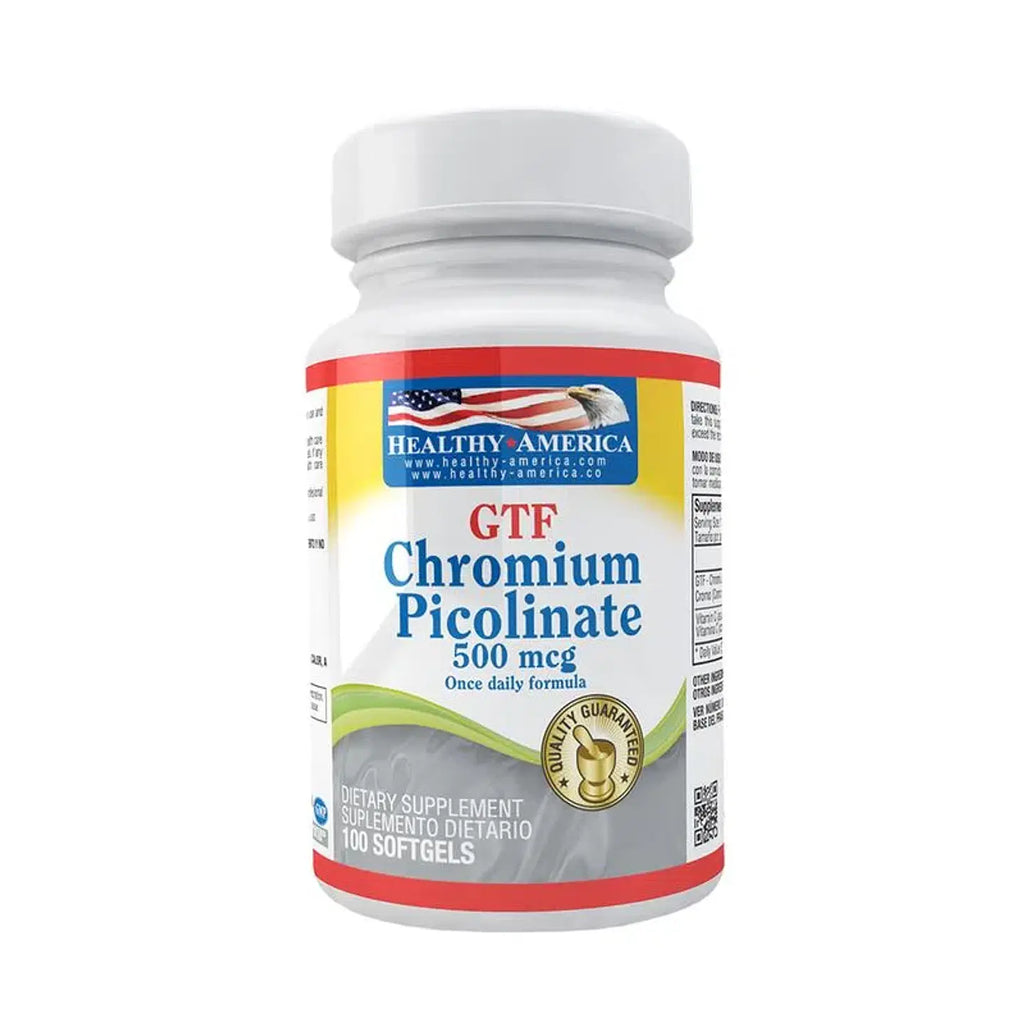 GTF Chromium 500Mcg 100 Softgels Healthy America