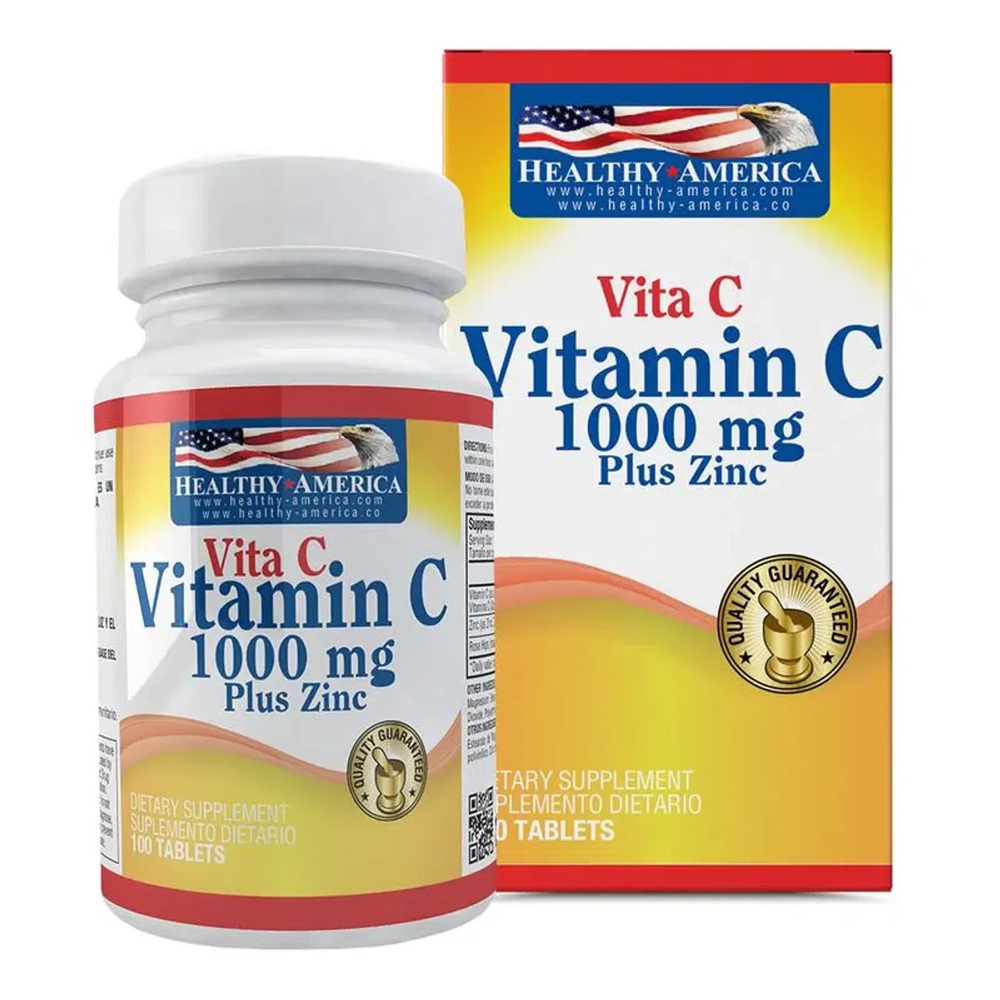 Vitamina C 1000 Mg With Zinc 100Tabletas Healthy America