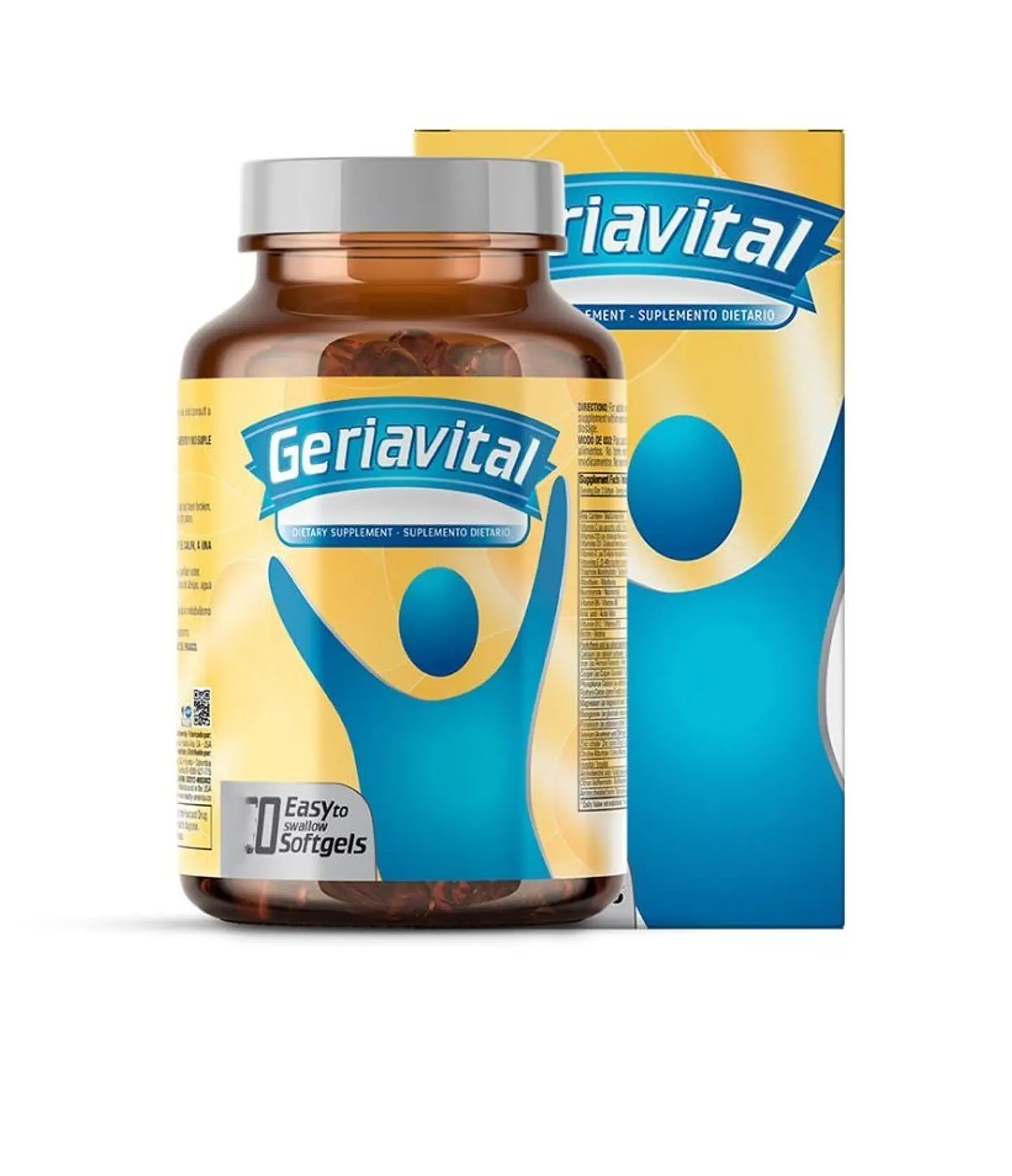 Multivitaminico Geriavital 60 Softgels Glass Bottle Healthy America