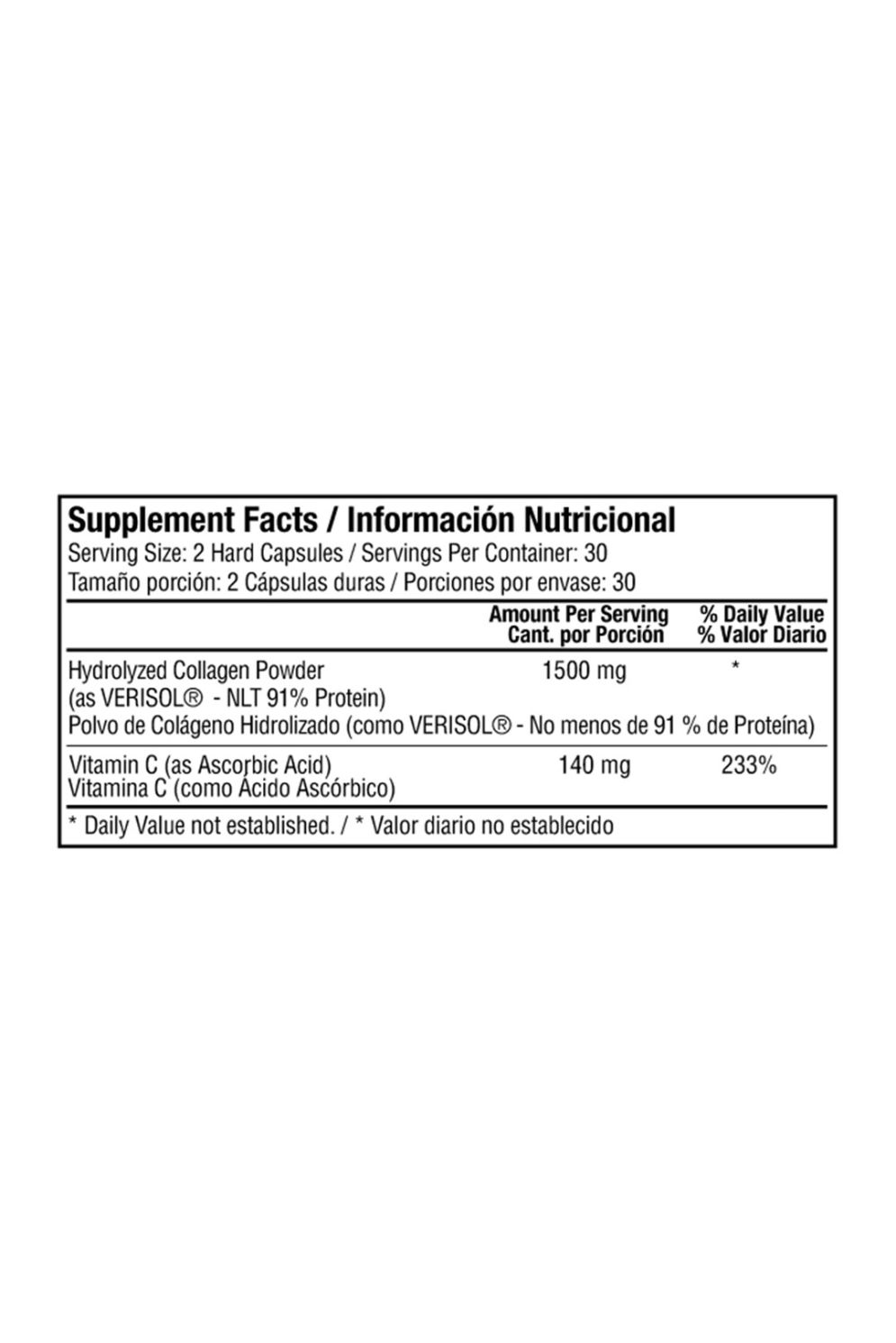 HYDROLYZED COLLAGEN 1500MG PLUS VITAMIN C CAPSULES 60 CAPSULES