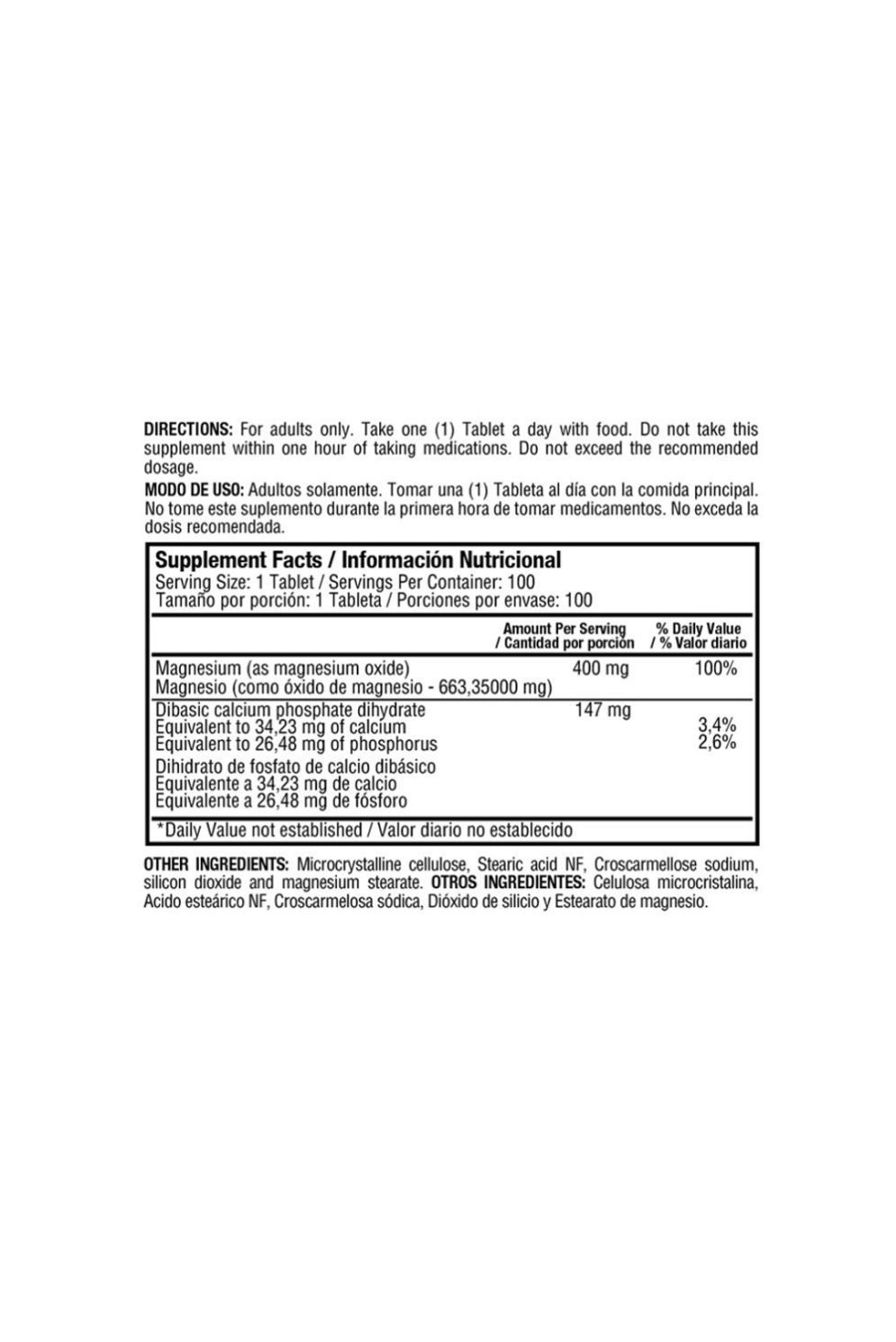 Magnesium Oxide 400 Mg 100Caplets Healthy America