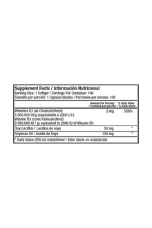 Vitamina D3 2000Iu 100Softgels Healthy America