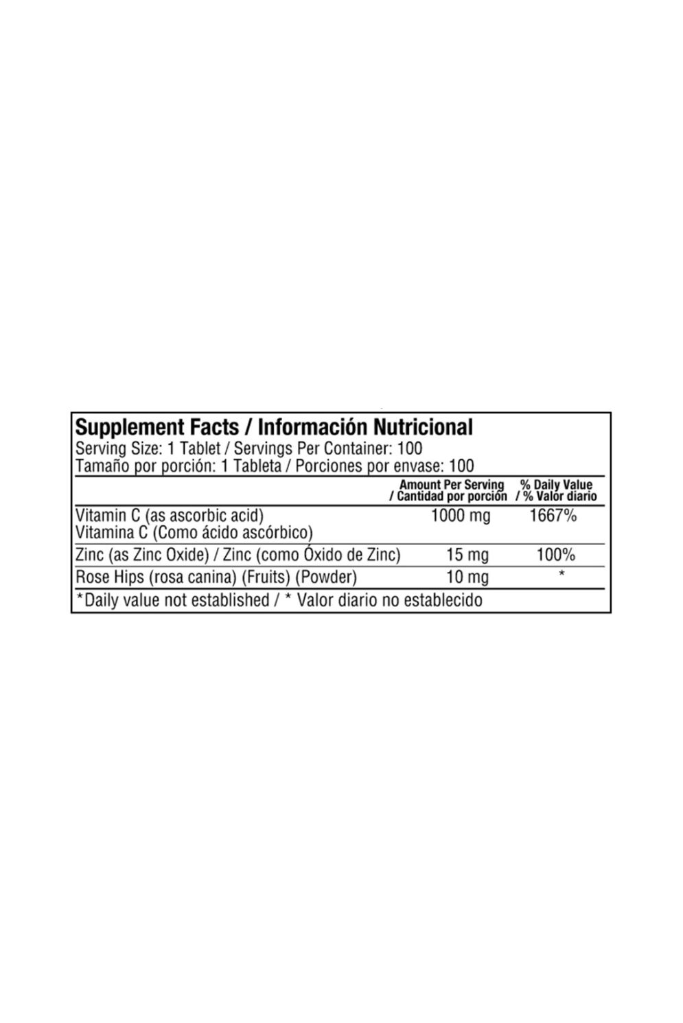 Vitamina C 1000 Mg With Zinc 100Tabletas Healthy America