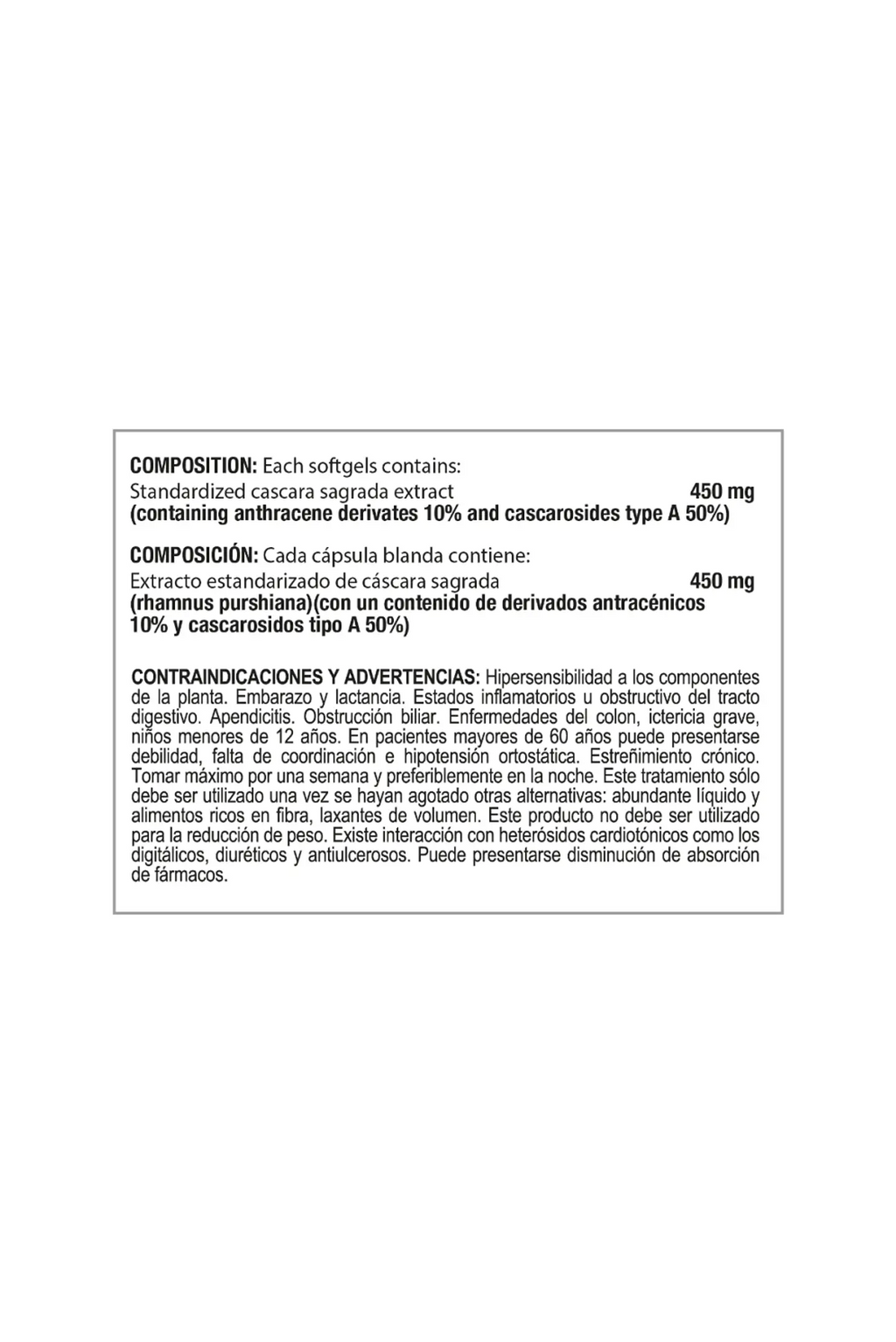 Cascara Sagrada 450Mg 60Capsulas Healthy America