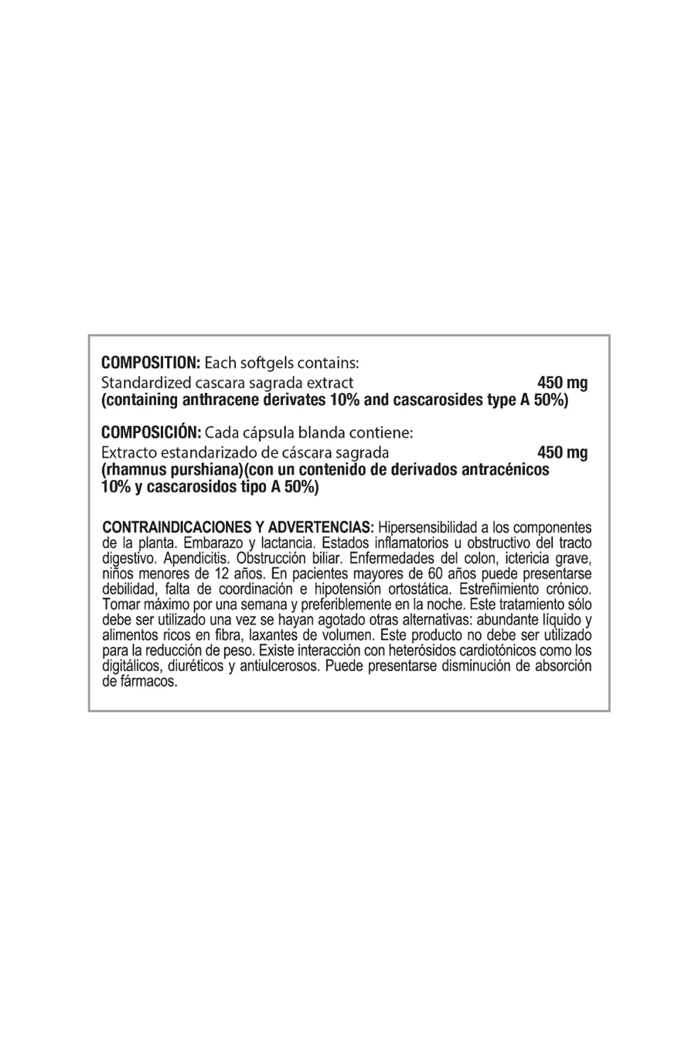 Cascara Sagrada 450Mg 60Capsulas Healthy America
