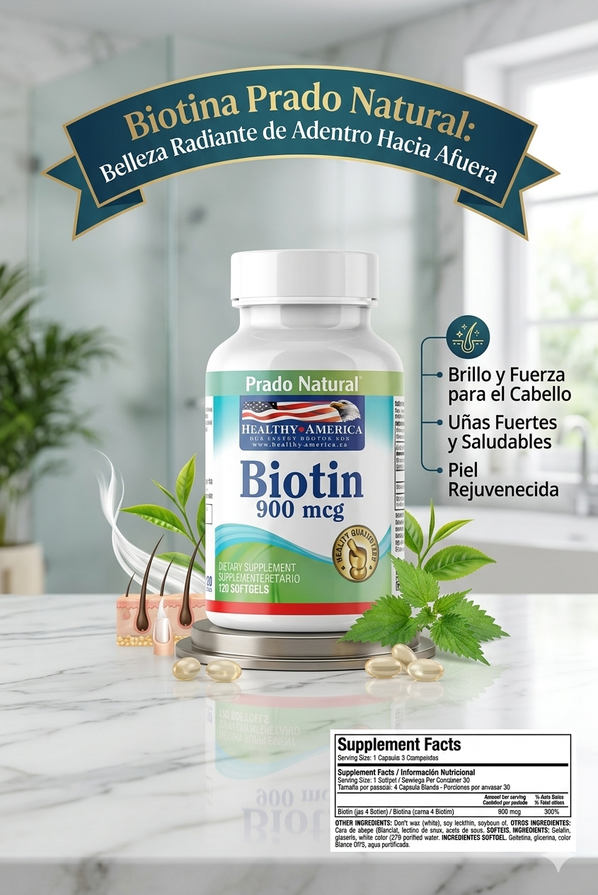 Biotina 900 mg  120 Softgels - Healthy America