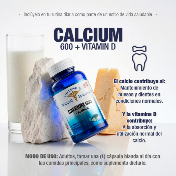 Calcium 600 + Vitamin D 100 Sofgetls Natural Systems