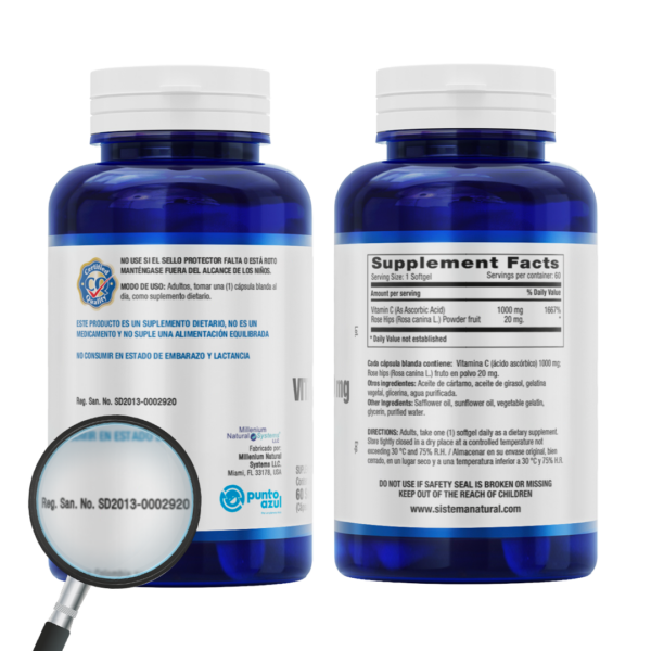 Vitamina C 1000 mg Rose Hips 100 Softgels