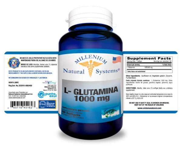 L-Glutamina 1000 mg 60 Sofgetls Natural Systems