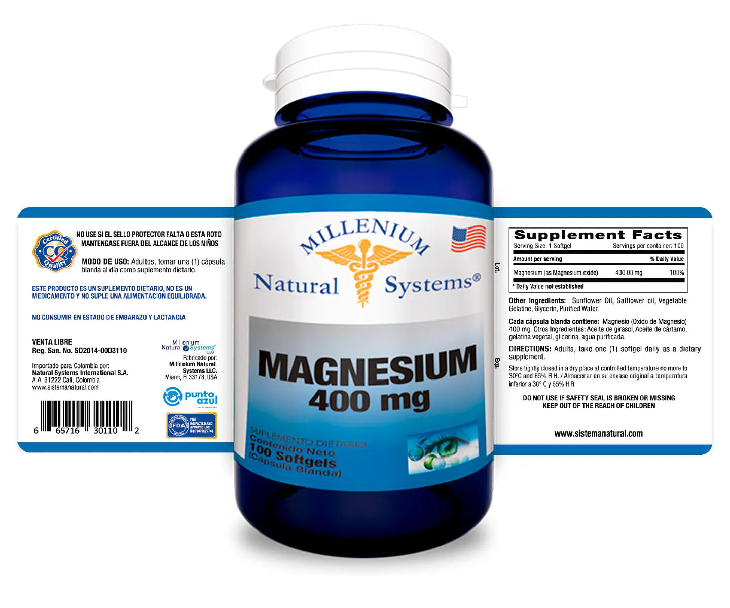 Magnesium 400 mg 100 Sofgetls Natural Systems