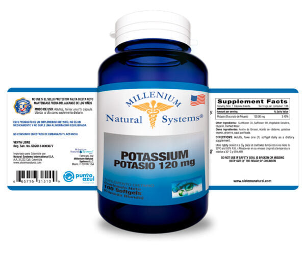 Potasio 120 mg 100 Sofgetls Natural Systems