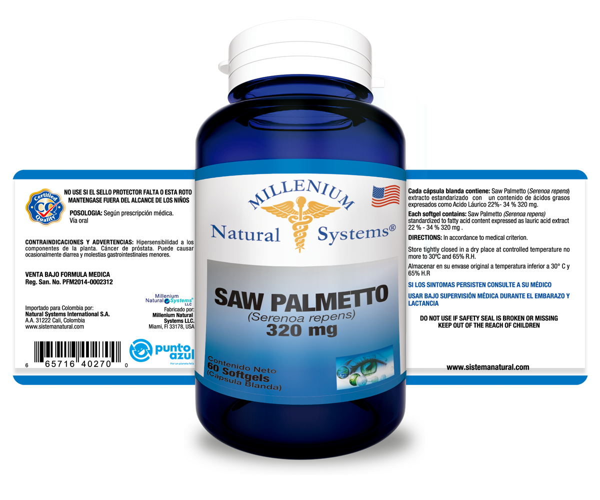 Saw Palmetto 320mg 60 Sofgetls Natural Systems