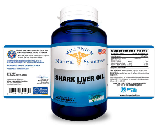 Shark Liver Oil 1000 mg – 100 Softgels Natural Systems