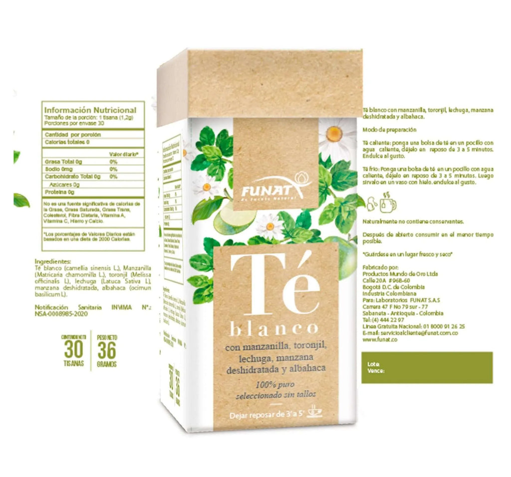 Té blanco 30 tisanas Laboratorio Funat