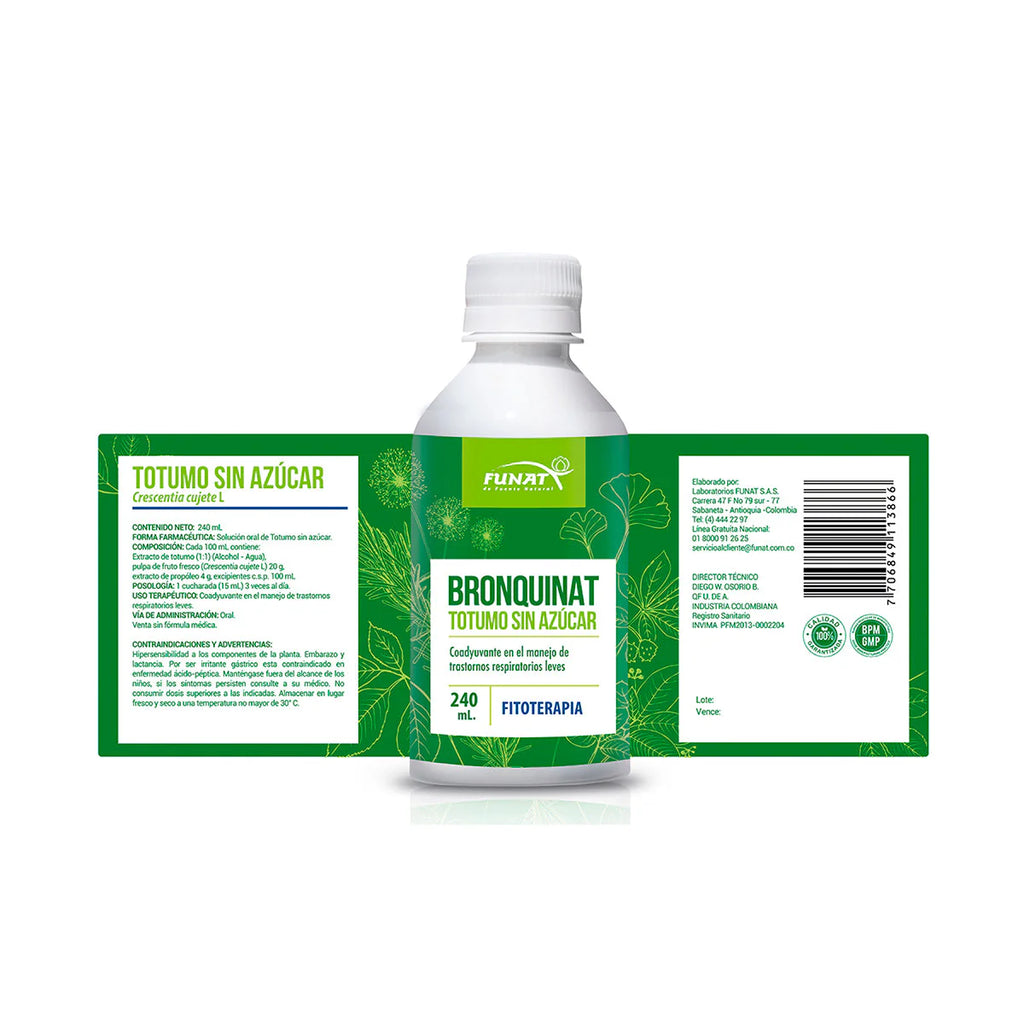 Bronquinat Totumo Sin Azucar 240Ml Laboratorios Funat