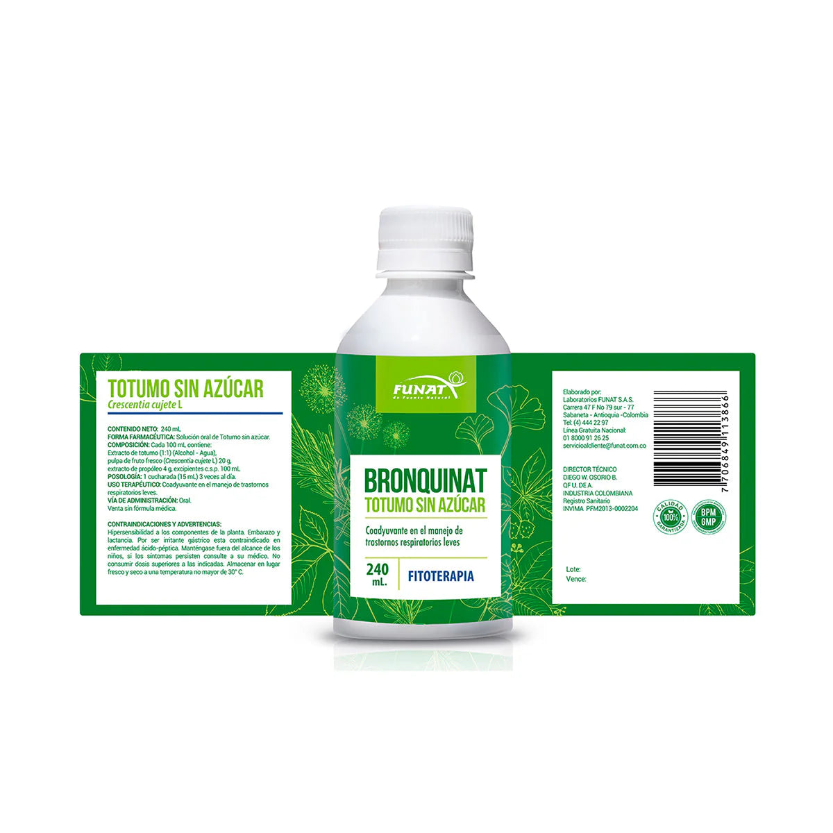 Bronquinat Totumo Sin Azucar 240Ml Laboratorios Funat