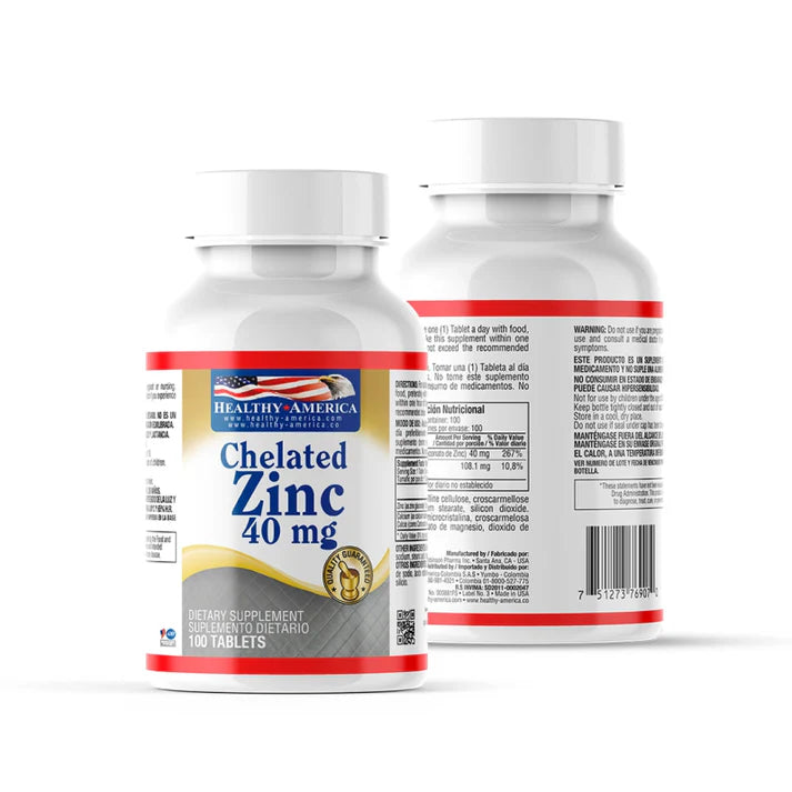 Chelated 40Mg (Zinc Gluconate) 100Capsules Healthy America