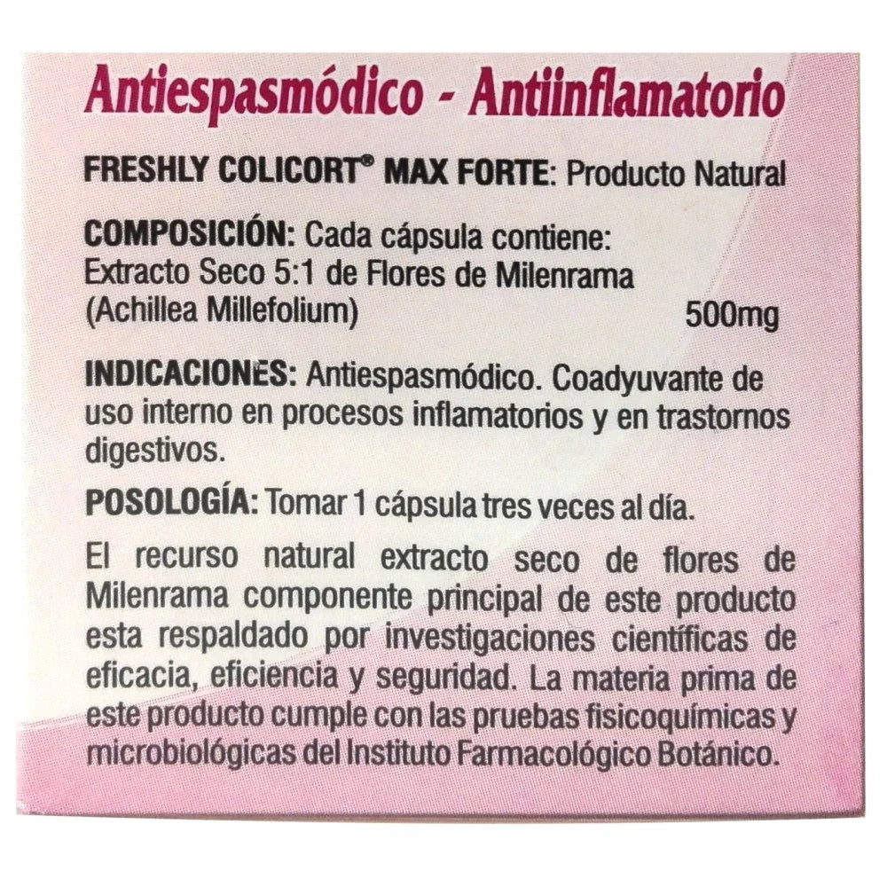 Freshly Colicort Max Forte 500mg x 12 Cápsulas Natural Freshly