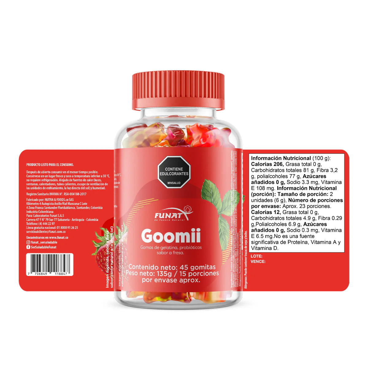 Gomitas con probióticos 45 Unds Laboratorios Funat