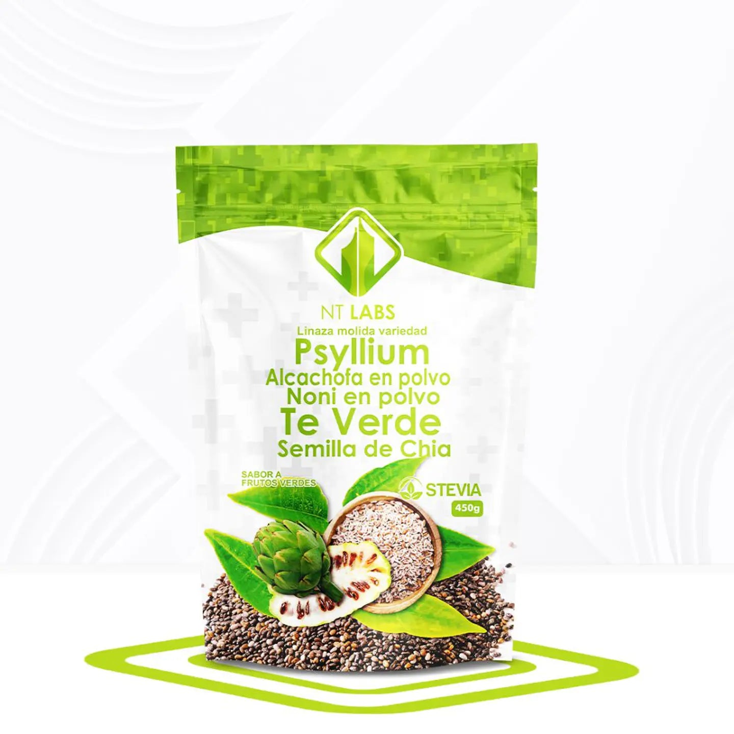 Linaza Psyllium Te verde 450G Bolsa Nt Labs