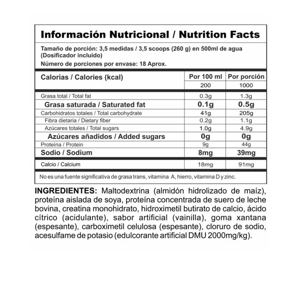 MEGAPLEX CREATINE POWER 10 LB - PROTEINA HIPERCALORICA VAINILLA