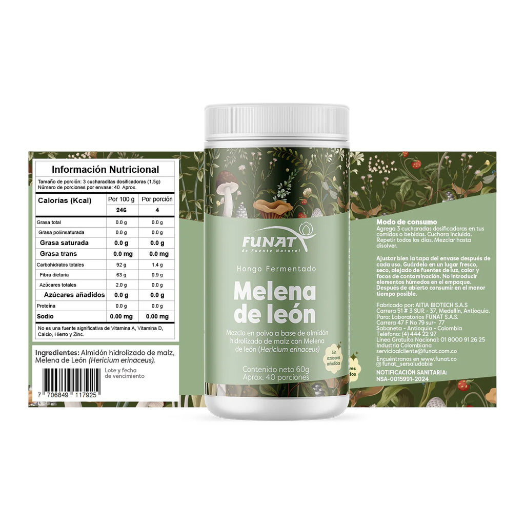 Melena Leon Hongo Polvo X 60 Gr Laboratorios Funat