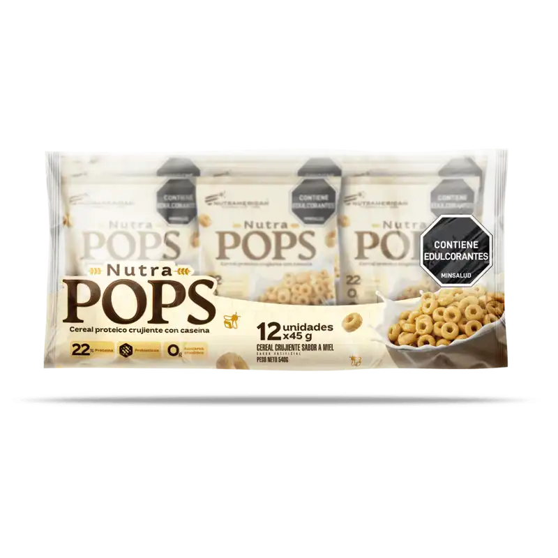 Nutra Pops Pack 12 unidades | Cereal proteico crujiente con caseína